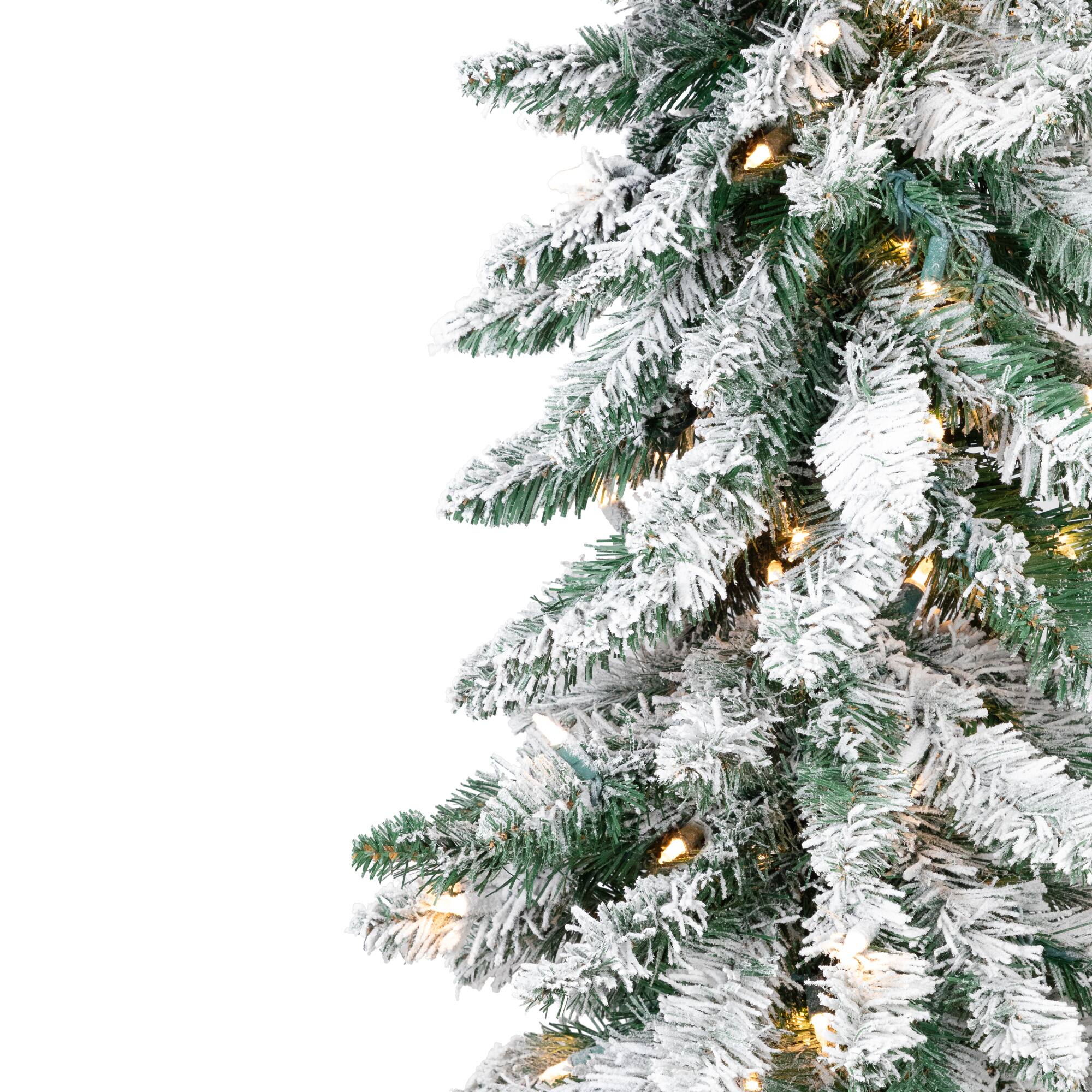 5ft. Pre-Lit Pencil Flocked Alpine Artificial Christmas Tree, Clear Lights